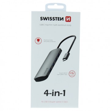 SWISSTEN USB-C HUB 4-IN-1 (4x USB 3.0) ALUMINIUM