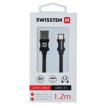 DATA CABLE SWISSTEN TEXTILE USB / USB-C 1.2 M BLACK