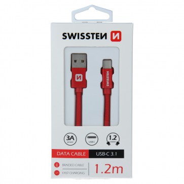 DATA CABLE SWISSTEN TEXTILE USB / USB-C 1.2 M RED