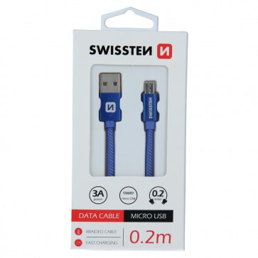 DATA CABLE SWISSTEN TEXTILE USB / MICRO USB 0.2 M BLUE
