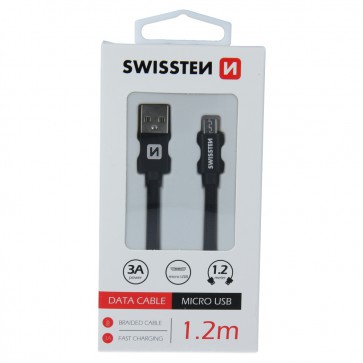 DATA CABLE SWISSTEN TEXTILE USB / MICRO USB 1.2 M BLACK