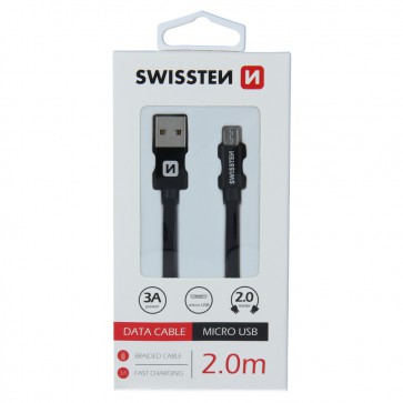 DATA CABLE SWISSTEN TEXTILE USB / MICRO USB 2.0 M BLACK