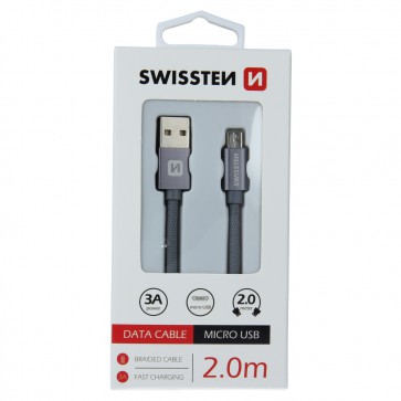 DATA CABLE SWISSTEN TEXTILE USB / MICRO USB 2.0 M GREY