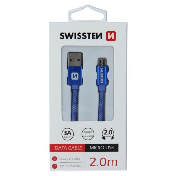 DATA CABLE SWISSTEN TEXTILE USB / MICRO USB 2.0 M BLUE