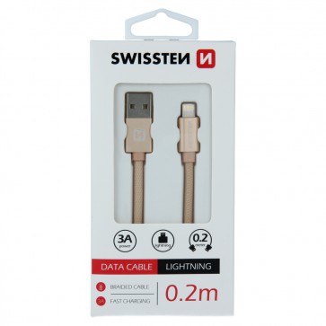 DATA CABLE SWISSTEN TEXTILE USB / LIGHTNING 0.2 M GOLD