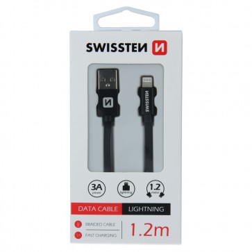 DATA CABLE SWISSTEN TEXTILE USB / LIGHTNING 1.2 M BLACK