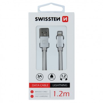 DATA CABLE SWISSTEN TEXTILE USB / LIGHTNING 1.2 M SILVER