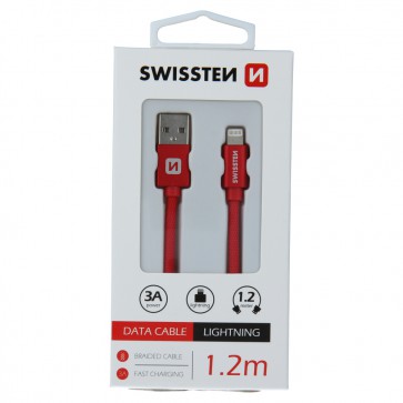 DATA CABLE SWISSTEN TEXTILE USB / LIGHTNING 1.2 M RED