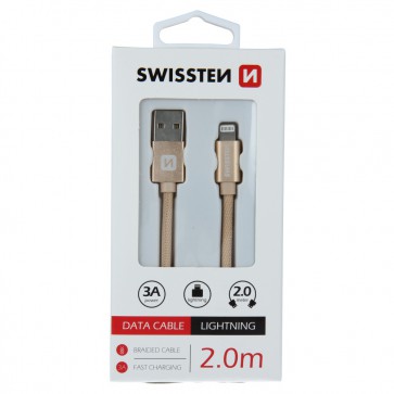 DATA CABLE SWISSTEN TEXTILE USB / LIGHTNING 2.0 M GOLD