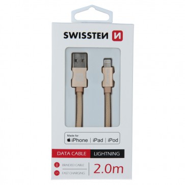 DATA CABLE SWISSTEN TEXTILE USB / LIGHTNING MFi 2.0 M GOLD