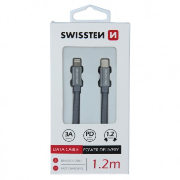 DATA CABLE SWISSTEN TEXTILE USB-C / LIGHTNING 1.2 M GREY