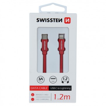 DATA CABLE SWISSTEN TEXTILE USB-C / LIGHTNING 1.2 M RED