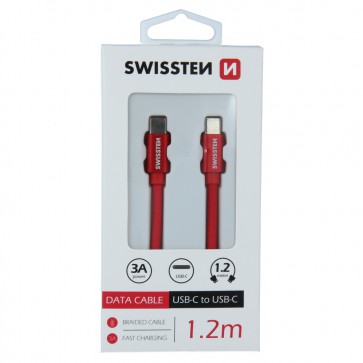 DATA CABLE SWISSTEN TEXTILE USB-C / USB-C 1.2 M RED