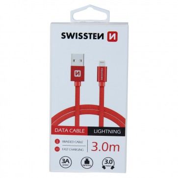 DATA CABLE SWISSTEN TEXTILE USB / LIGHTNING 3.0 M RED