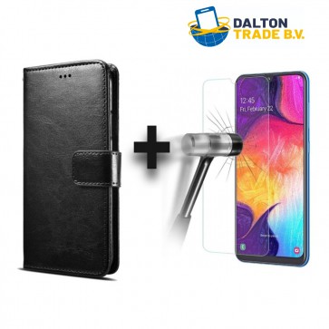 Bookcase + Screenprotector - Samsung Galaxy A8 2018 - Zwart