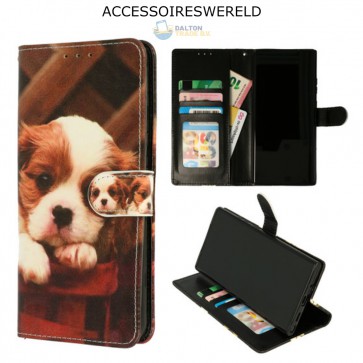 Bookcase Puppy Bruin - Samsung Galaxy S10 - Portemonnee hoesje.