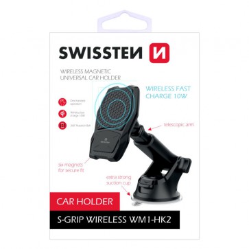 SWISSTEN MAGNETIC CAR HOLDER WITH WIRELESS CHARGER S-GRIP WM1-HK2