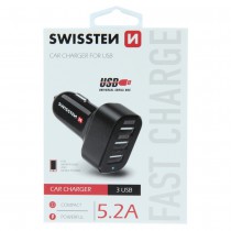 SWISSTEN CAR CHARGER WITH 3x USB 5,2A POWER