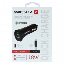 SWISSTEN CAR CHARGER QUICK CHARGE 3.0 + USB 2,4A 18W POWER