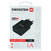 SWISSTEN TRAVEL CHARGER SMART IC WITH 1x USB 1A POWER BLACK
