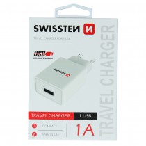 SWISSTEN TRAVEL CHARGER SMART IC WITH 1x USB 1A POWER WHITE