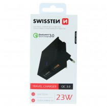 SWISSTEN TRAVEL CHARGER QC3.0 23W BLACK