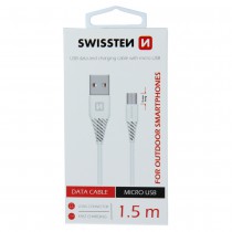 DATA CABLE SWISSTEN USB / MICRO USB 1,5 M WHITE (9mm)