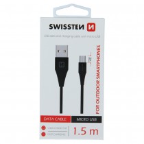 DATA CABLE SWISSTEN USB / MICRO USB 1,5 M BLACK (9mm)