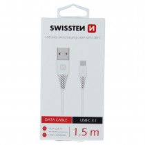 DATA CABLE SWISSTEN USB / USB-C 3.1 WHITE 1.5 M (7mm)
