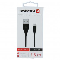 DATA CABLE SWISSTEN USB / USB-C 3.1 BLACK 1.5M (7mm)