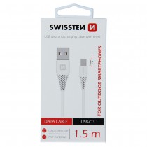 DATA CABLE SWISSTEN USB / USB-C 3.1 WHITE 1.5 M (9mm)