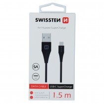 DATA CABLE SWISSTEN USB / USB-C SUPER FAST CHARGING 5A 1.5M BLACK