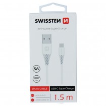 DATA CABLE SWISSTEN USB / USB-C SUPER FAST CHARGING 5A 1.5M WHITE