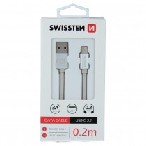 DATA CABLE SWISSTEN TEXTILE USB / USB-C 0.2 M SILVER
