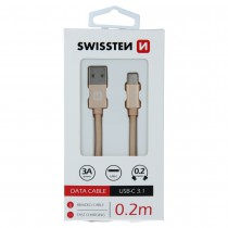 DATA CABLE SWISSTEN TEXTILE USB / USB-C 0.2 M GOLD