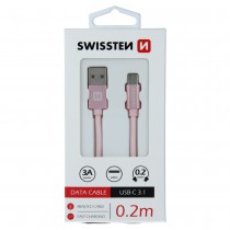 DATA CABLE SWISSTEN TEXTILE USB / USB-C 0.2 M ROSE/GOLD