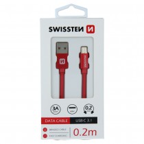DATA CABLE SWISSTEN TEXTILE USB / USB-C 0.2 M RED