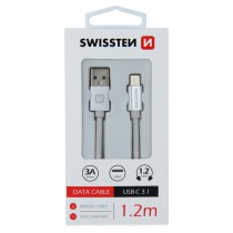 DATA CABLE SWISSTEN TEXTILE USB / USB-C 1.2 M SILVER