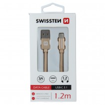 DATA CABLE SWISSTEN TEXTILE USB / USB-C 1.2 M GOLD