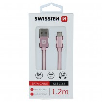 DATA CABLE SWISSTEN TEXTILE USB / USB-C 1.2 M ROSE/GOLD