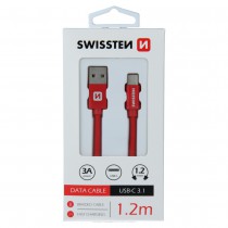 DATA CABLE SWISSTEN TEXTILE USB / USB-C 1.2 M RED