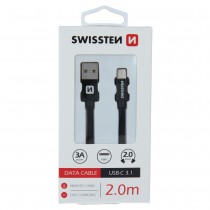 DATA CABLE SWISSTEN TEXTILE USB / USB-C 2.0 M BLACK