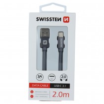 DATA CABLE SWISSTEN TEXTILE USB / USB-C 2.0 M GREY