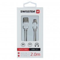 DATA CABLE SWISSTEN TEXTILE USB / USB-C 2.0 M SILVER