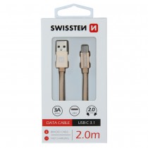 DATA CABLE SWISSTEN TEXTILE USB / USB-C 2.0 M GOLD