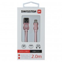 DATA CABLE SWISSTEN TEXTILE USB / USB-C 2.0 M ROSE/GOLD