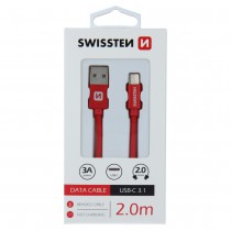 DATA CABLE SWISSTEN TEXTILE USB / USB-C 2.0 M RED
