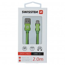 DATA CABLE SWISSTEN TEXTILE USB / USB-C 2.0 M GREEN