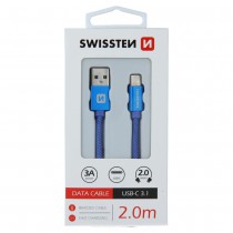 DATA CABLE SWISSTEN TEXTILE USB / USB-C 2.0 M BLUE