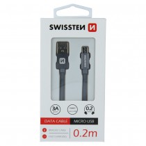 DATA CABLE SWISSTEN TEXTILE USB / MICRO USB 0.2 M GREY